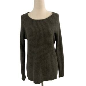 Athleta Waffle Women Cashmere Blend Textured Knit Sweater Sz Small Gray Pullover